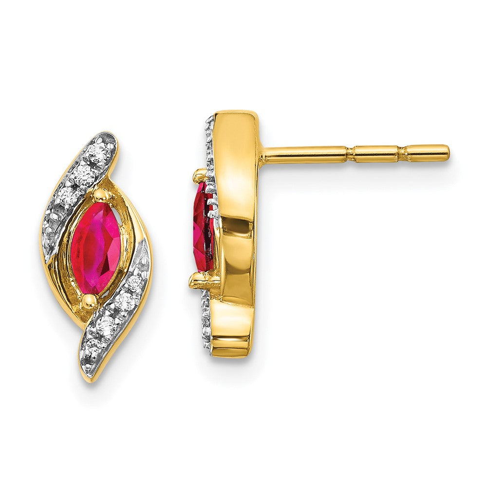 14k Diamond and Ruby Earrings