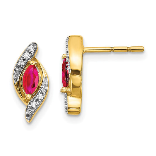 14k Diamond and Ruby Earrings