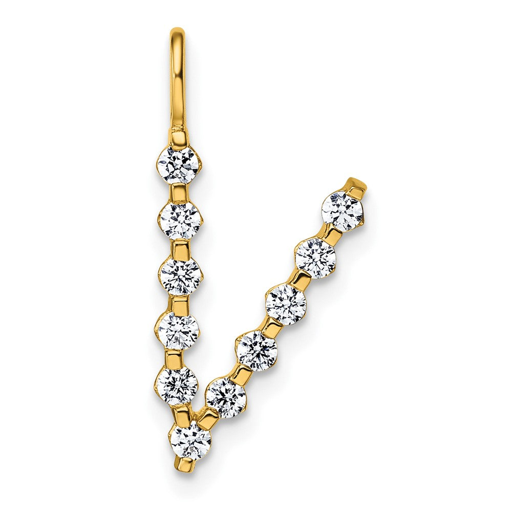 True Origin 14k 3/8 carat Lab Grown Diamond VS DEF Alphabet V Pendant