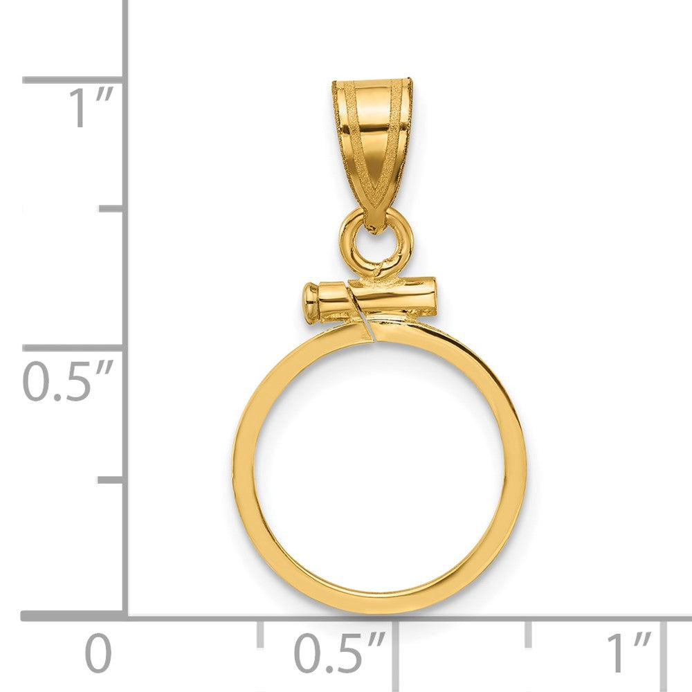 Wideband Distinguished Coin Jewelry 14k Polished 13.0mm x 1.1mm Screw Top Coin Bezel Pendant