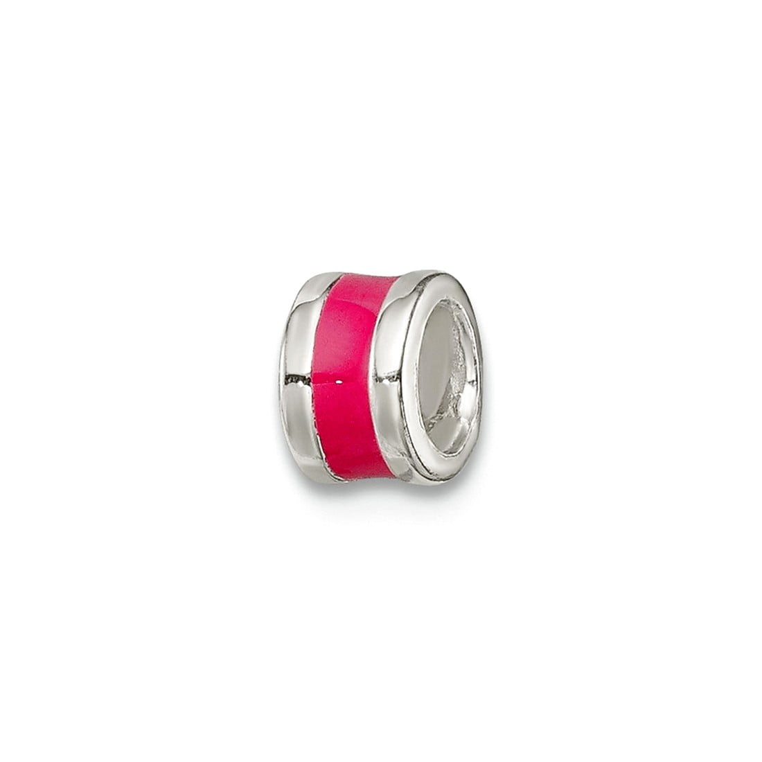 925 Sterling Silver Polished Hot Pink Enameled Spacer Enhancer Charm - Pendant Necklace for Women