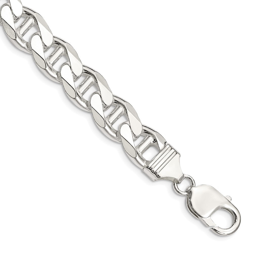 Sterling Silver 10.8mm D/C Flat Anchor Curb Chain 9 inches