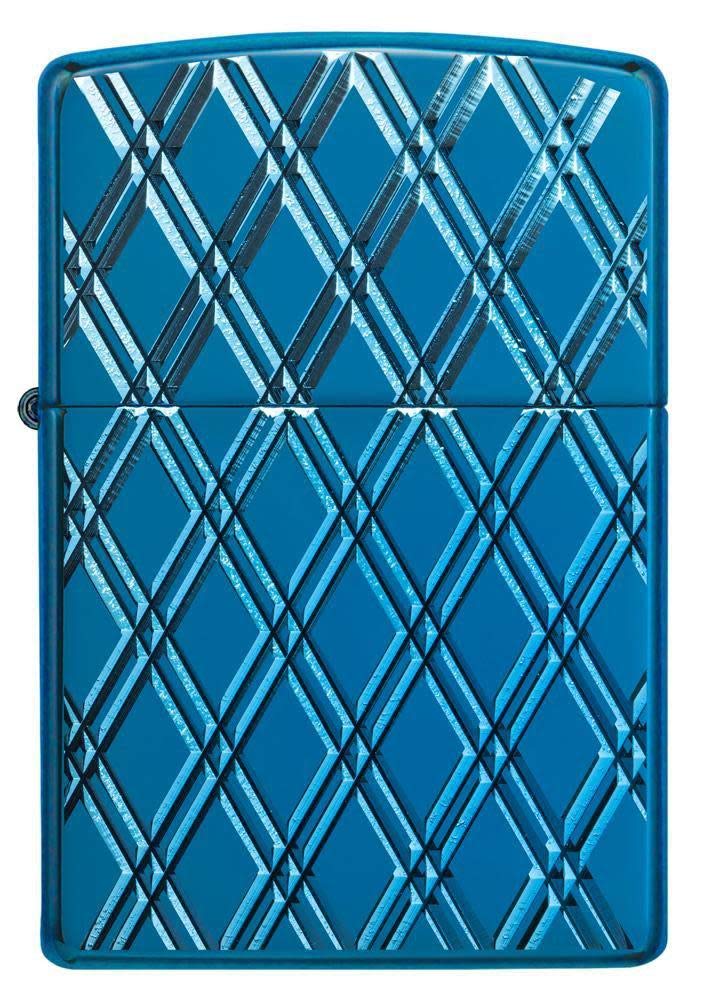 Zippo Deep Carved Armor High Polish Blue Diamonds Lighter 29964