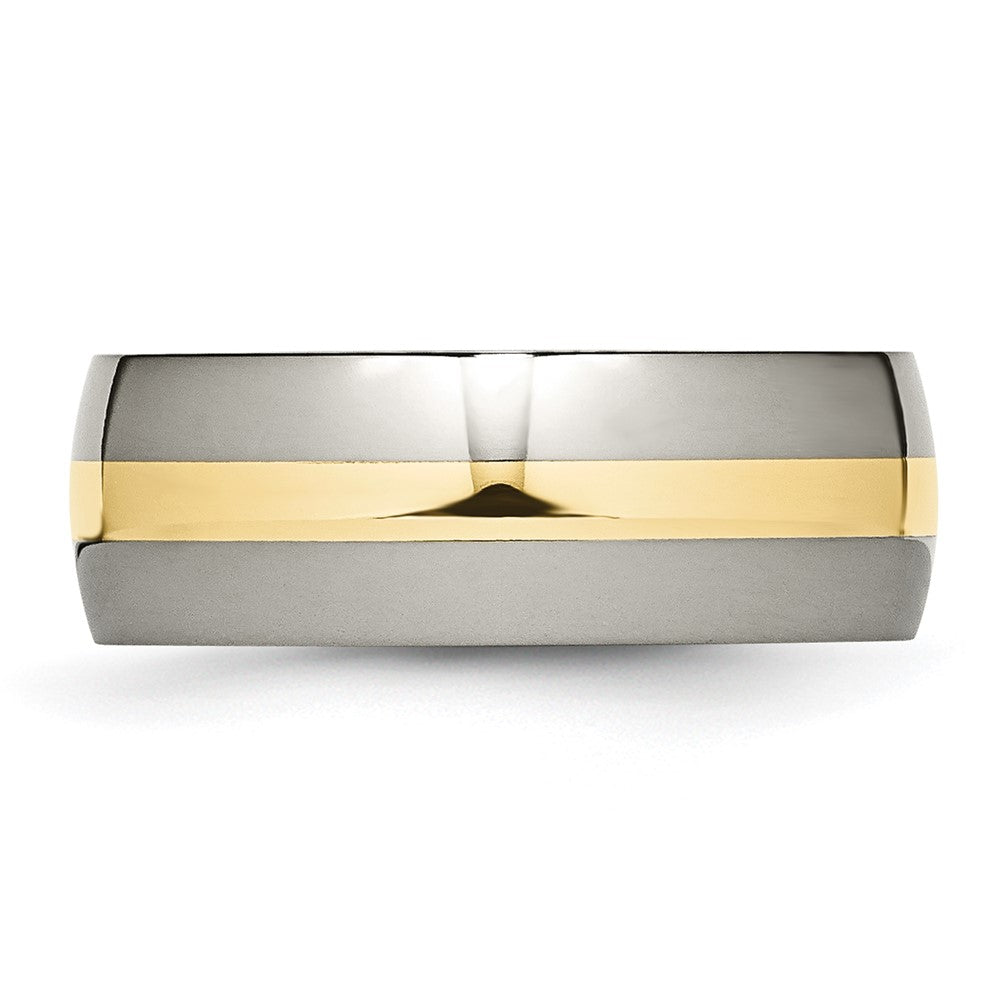 Titanium Polished w/14k Yellow Inlay 8mm Band Size - 10.5