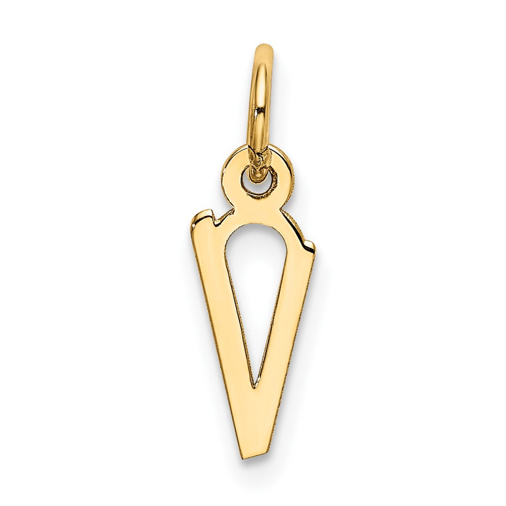 10k Small Slanted Block Initial V Charm