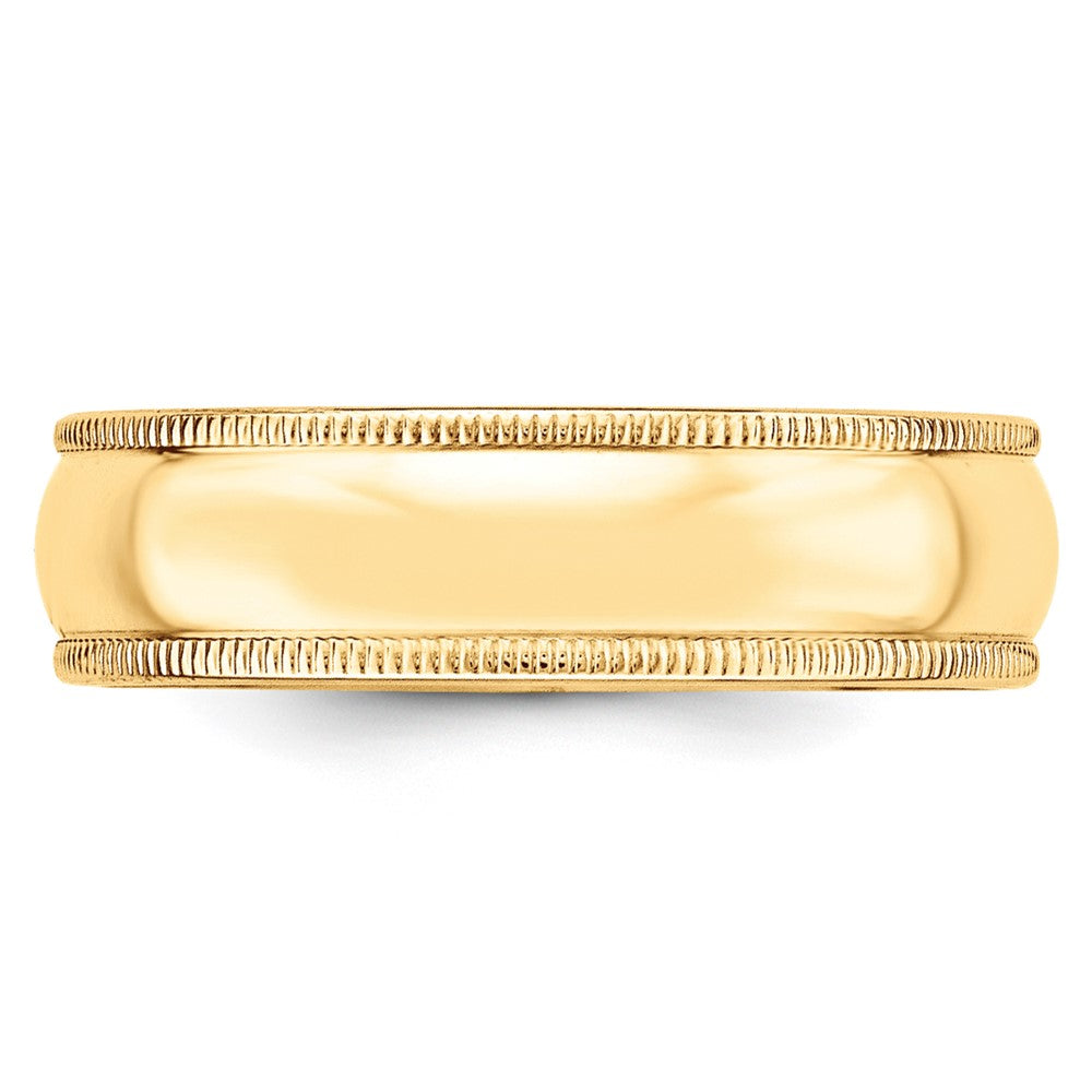 10k Yellow Gold 6mm Milgrain Half Round Wedding Band Size 11