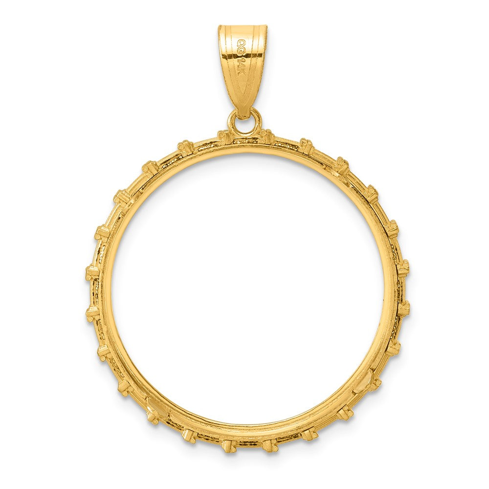 14k Polished Columns with 27.0mm Prong Coin Bezel Pendant