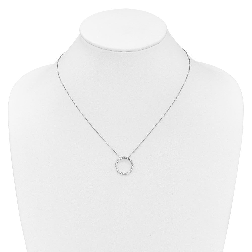 14k White Gold Diamond Circle 18 inch Necklace