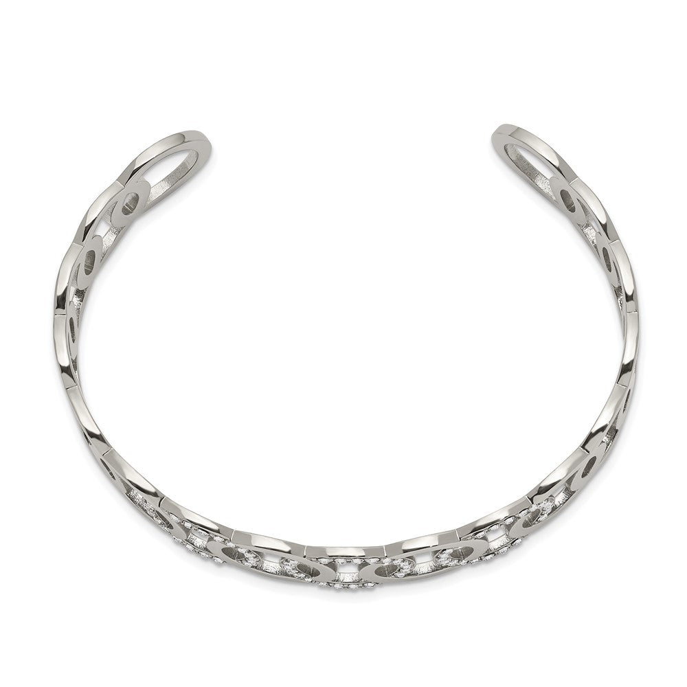 Stainless Steel Polished with Swarovski Crystals 14.5mm Circles Bangle