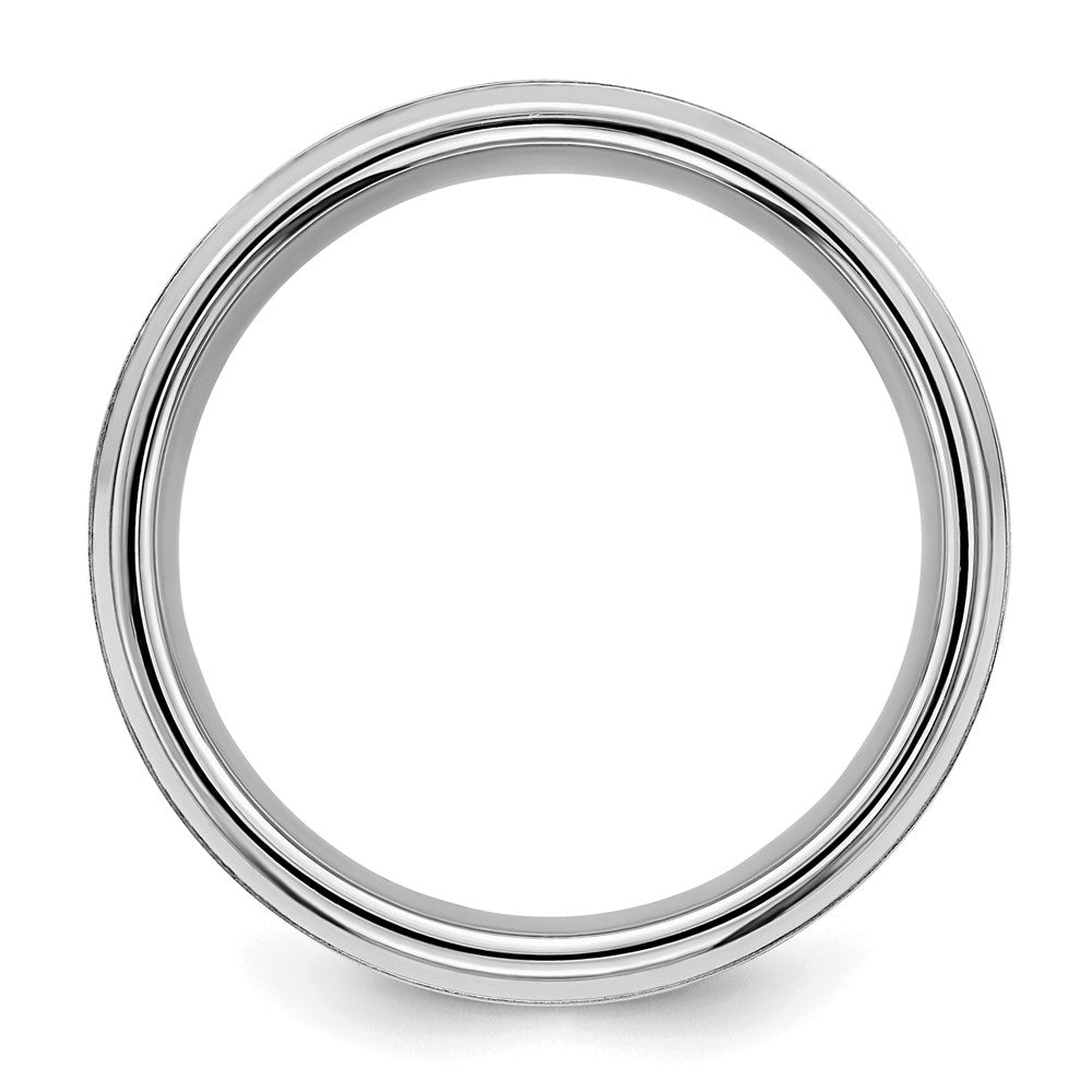 Sterling Silver Rhodium-plated 8mm Brushed Fancy Band Size 12.5