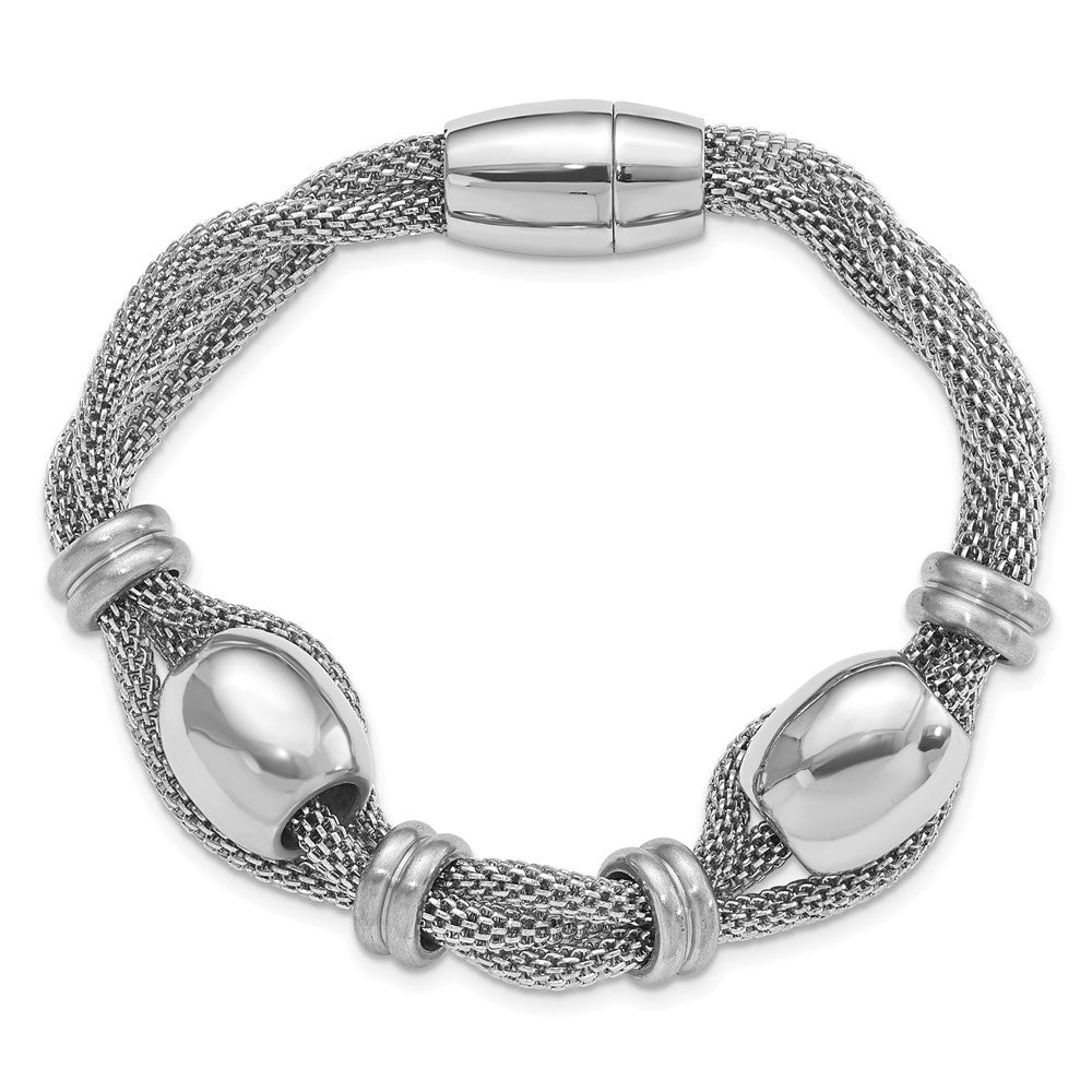 Stainless Steel Polished and Brushed Beads Twisted Bracelet