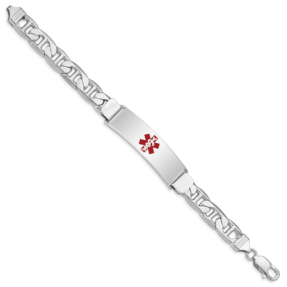 Sterling Silver Rhodium-plated Medical ID Anchor Link Bracelet 8 inches