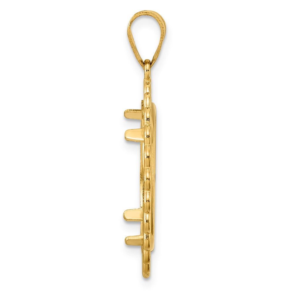 14k Polished Loop with 18.0mm Prong Coin Bezel Pendant