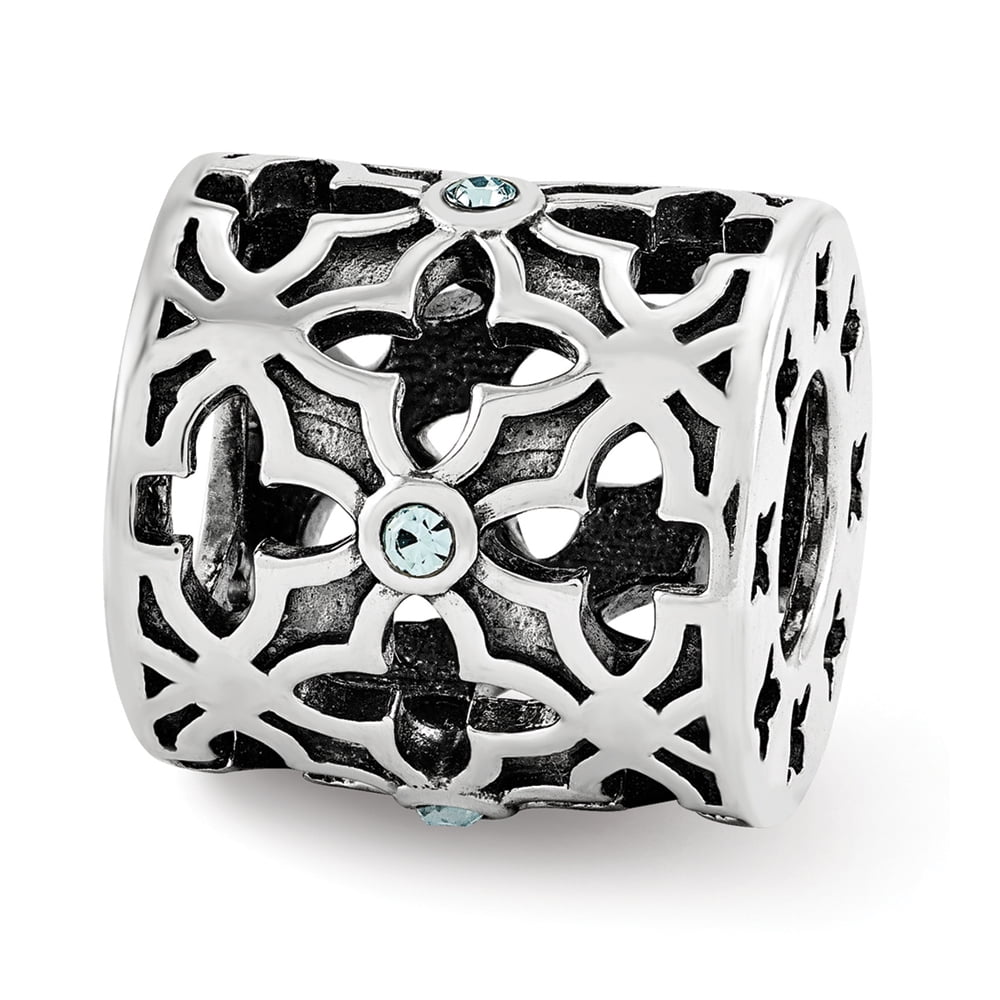 Sterling Silver with Lt Blue Swarovski Crystals Moroccan Lattice Charm