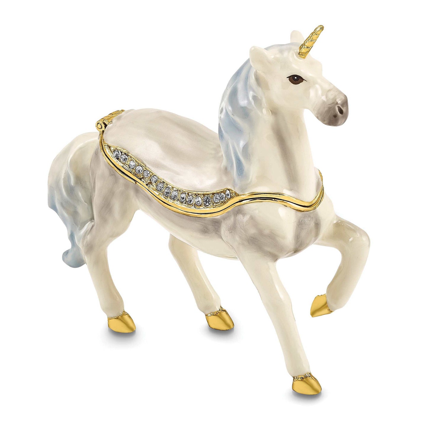 Bejewel Pewter Multi Color Finish SUNNY Enchanted Unicorn Trinket Box