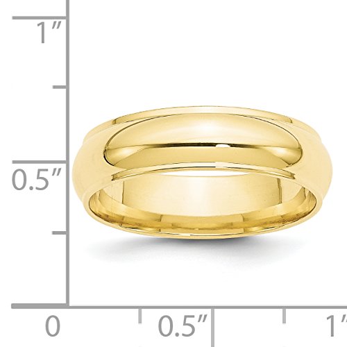 10k Yellow Gold 6mm Half Round with Edge Wedding Band Size 8