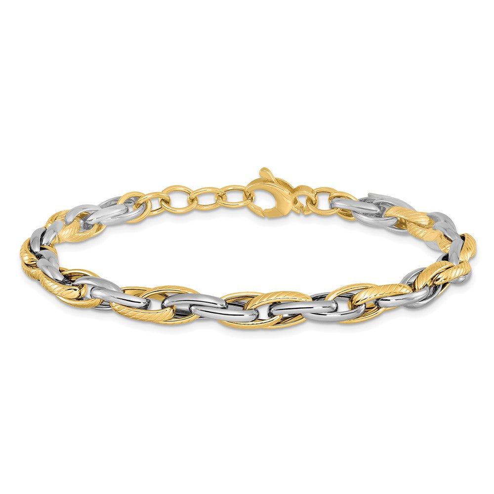 14K Two-tone Polished w/.5in ext. Bracelet 7.5  inches