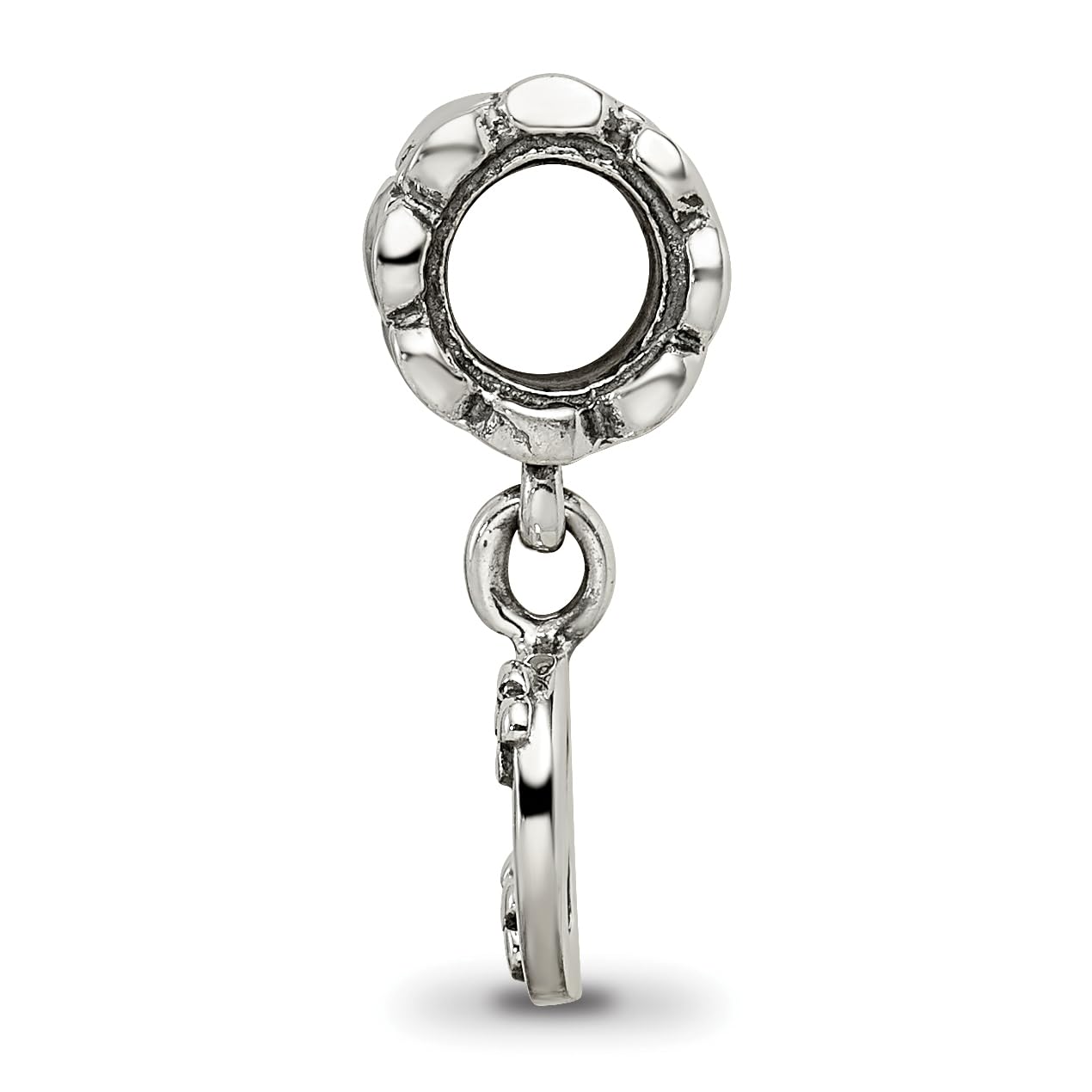 925 Sterling Silver Polished Artisan Oxidized Reflections Letter Name Personalized Monogram Initial D Dangle Bead Charm