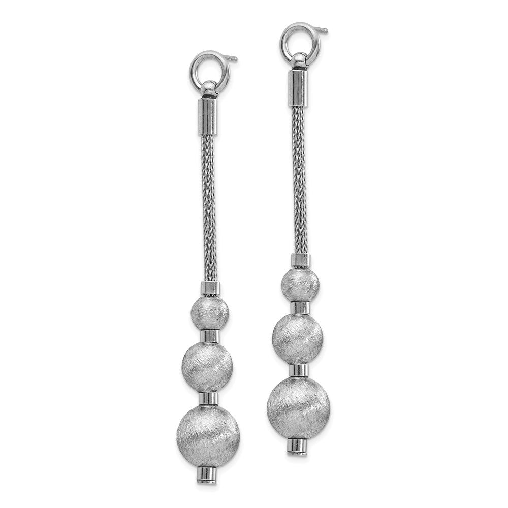 Sterling Silver Polished & Brushed 3 Bead Dangle Earrings