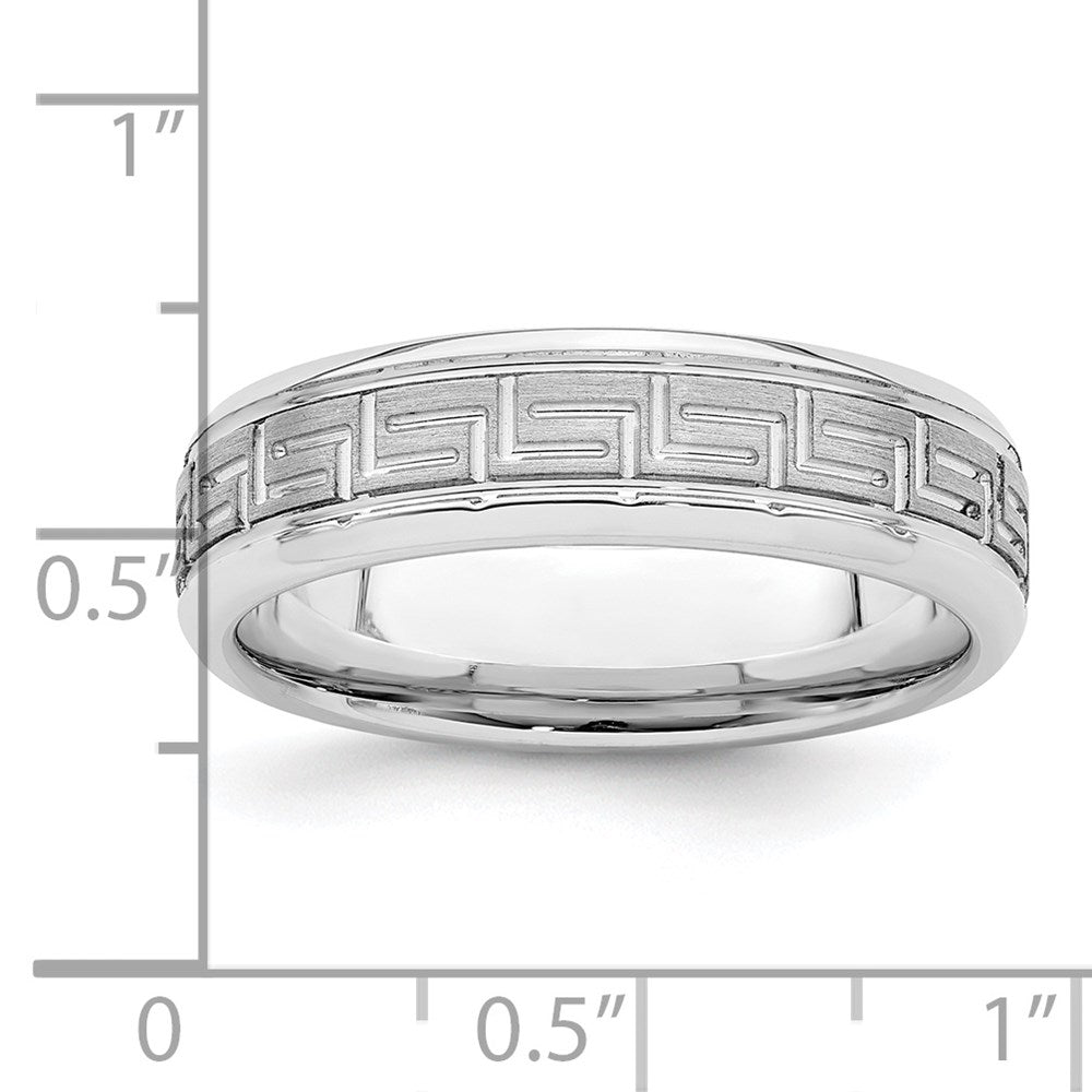 Sterling Silver Rhodium-plated 6mm Brushed Fancy Band Size 12
