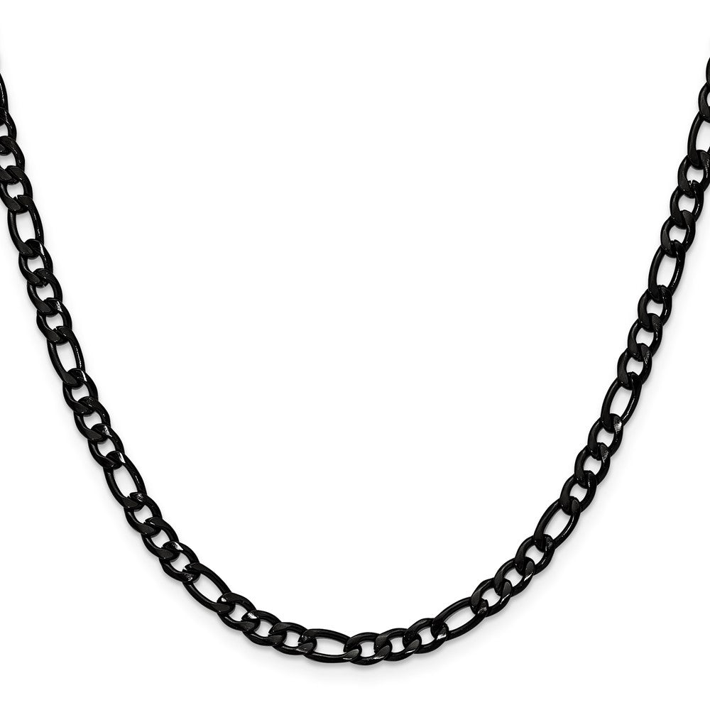 Chisel Stainless Steel Polished Black IP-plated 4.5mm 24 inch Figaro Chain
