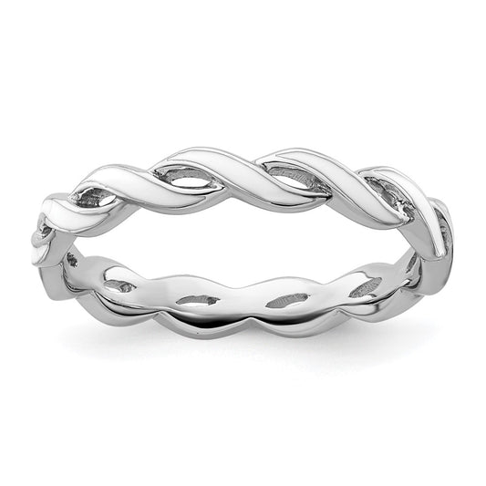 Sterling Silver Stackable Expressions White Enamel Ring Size -10