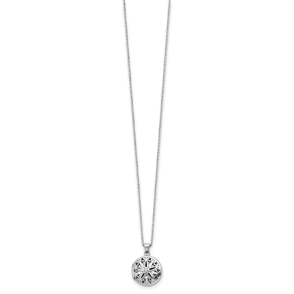White Ice Sterling Silver Rhodium-plated 18 Inch Diamond Star Round Locket Necklace with 2 Inch Extender 18 Inches
