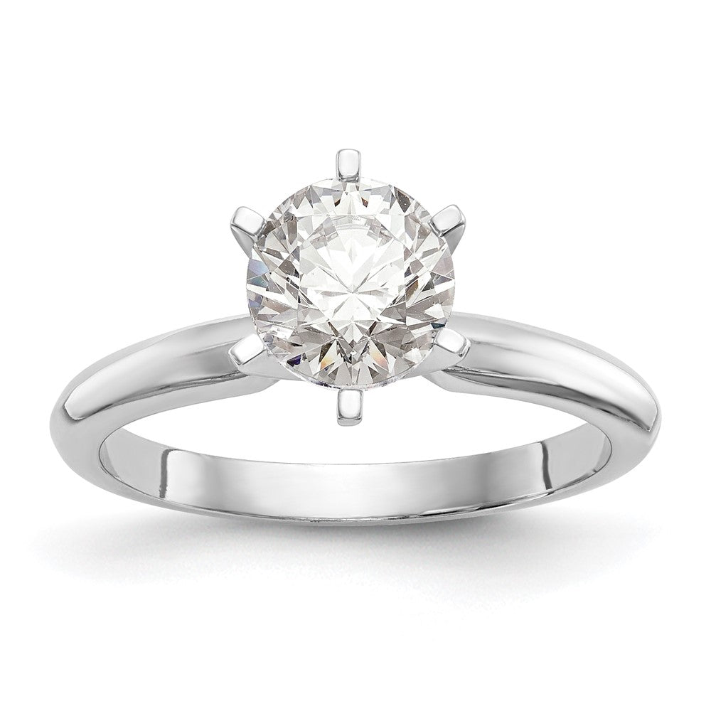 14k White Gold 3/4 carat Lightweight Knife Edge/Half-Round 6-Prong Round Solitaire Ring Mounting