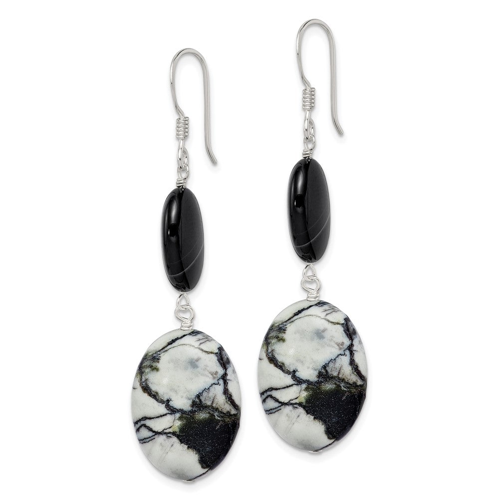 Sterling Silver Fancy Polished & Diamond-cut Twisted Dangle Earrings