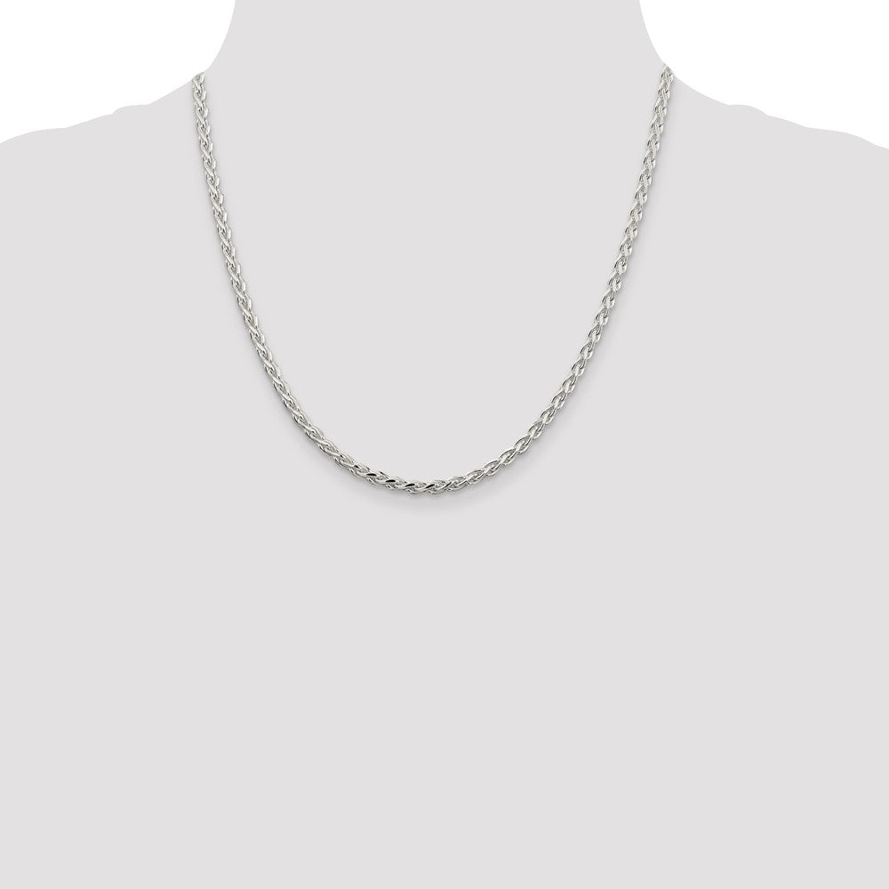 Sterling Silver 3.5mm Diamond-cut Spiga Chain 20 Inches