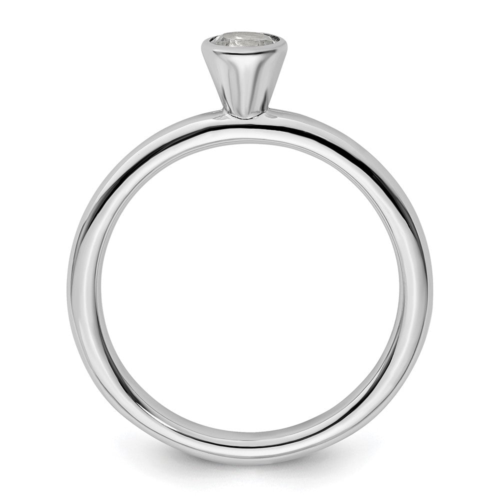 Sterling Silver Stackable Expressions High 4mm Round White Topaz Ring Size -7