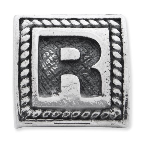 925 Sterling Silver Polished Artisan Oxidized Reflections Letter Name Personalized Monogram Initial R Triangle Block Bea