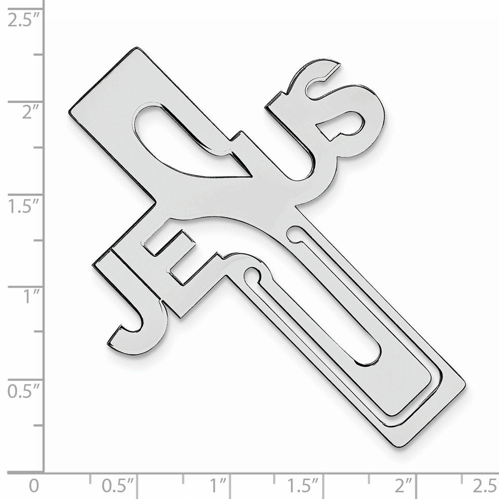 Sterling Silver Rhodium-plated Jesus Cross Bookmark QQ589