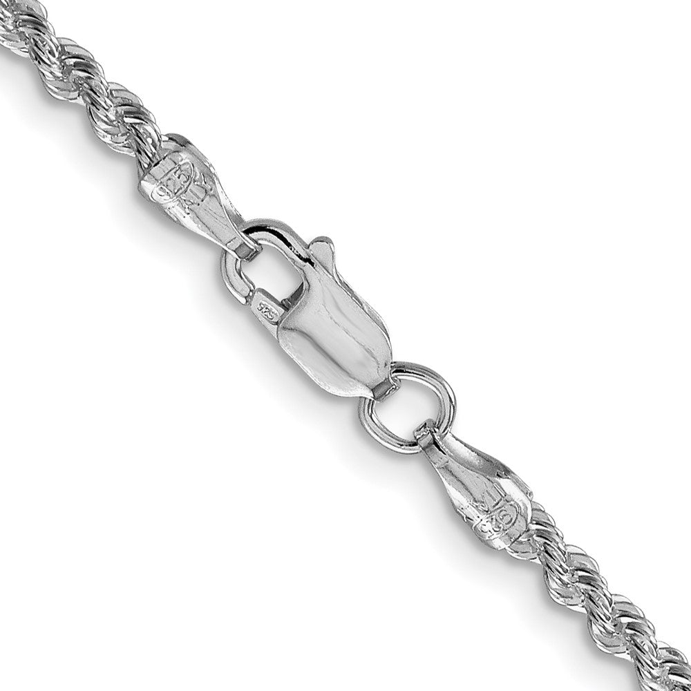 Sterling Silver Rhodium-plated 2.5mm Solid Rope Chain 18 Inches