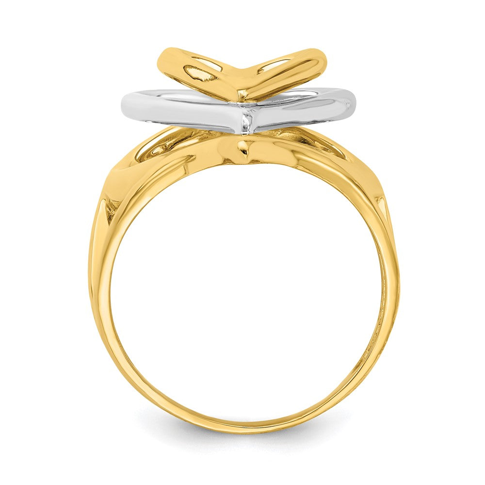 14K Two-tone Triple Stacked Heart Ring Size 7