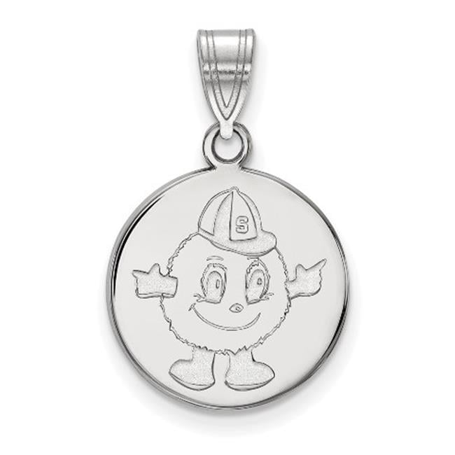 Sterling Silver Rhodium-plated LogoArt Syracuse University Mascot Medium Disc Pendant Q-SS045SYU