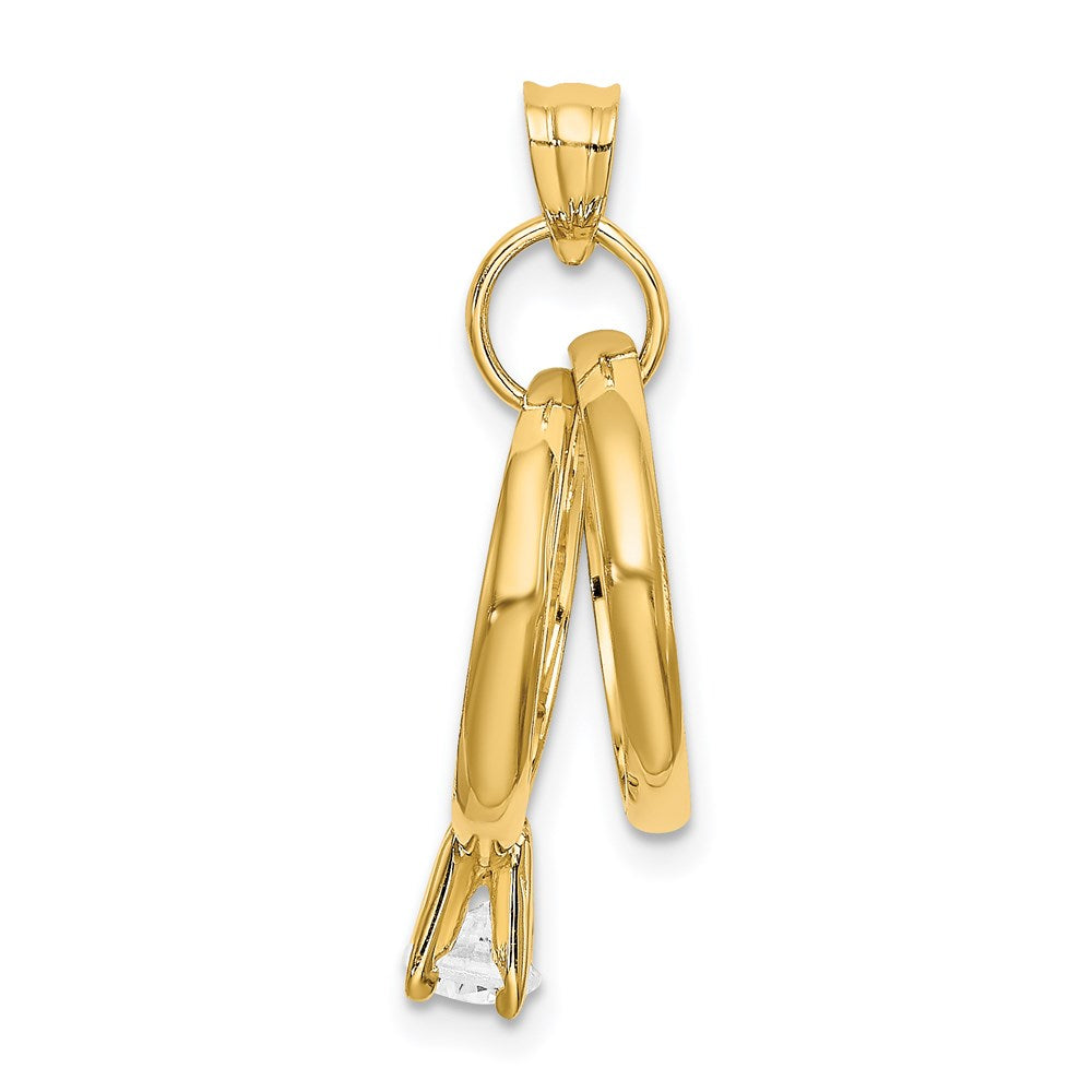 14k Large Wedding Rings w/CZ Charm