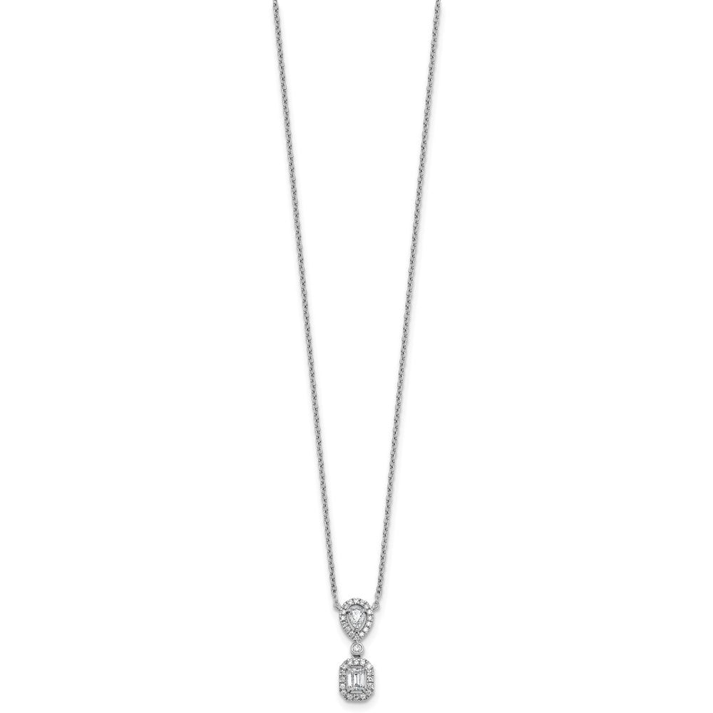 14k White Gold 1/2 carat Lab Grown Diamond VS/SI+ G+ 18 inch Two Stone Halo Necklace