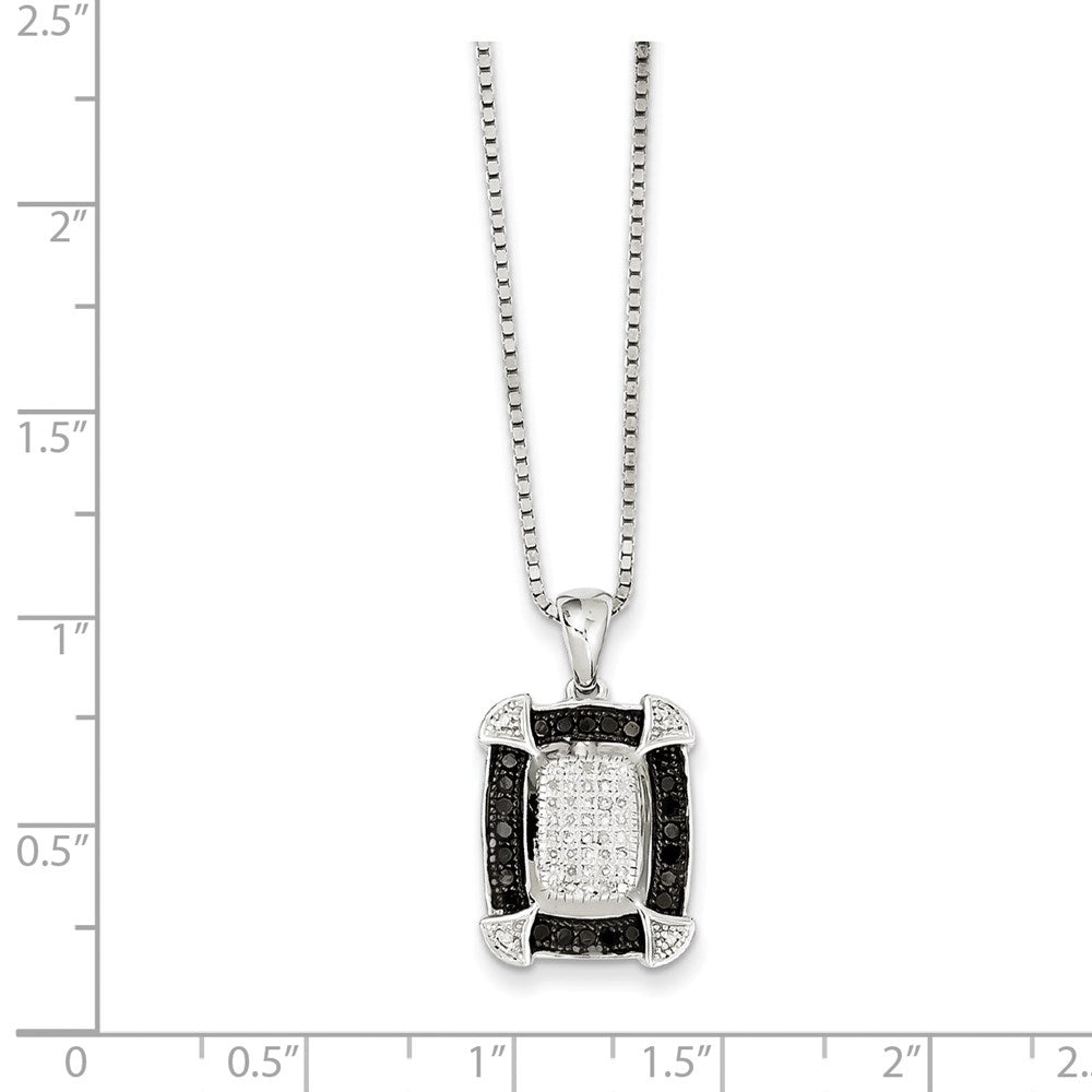 White Night Sterling Silver Rhodium-plated Black and White Diamond 18 Inch Necklace with 2 Inch Extender 18 Inches