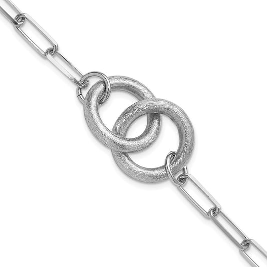 Sterling Silver Rhod-plated Fancy Link with 1.25in ext. Bracelet 8.25  inches