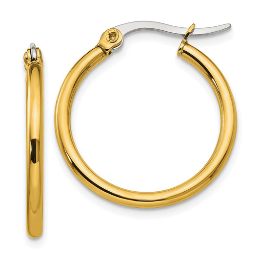 Stainless Steel Polished Yellow IP-plated 26mm Diameter Hoop Earrings