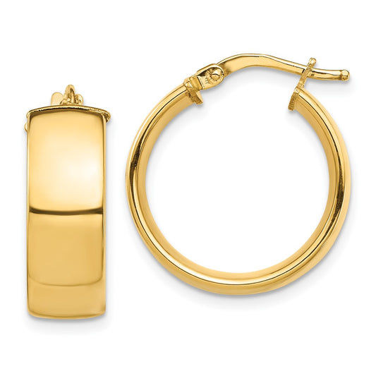 10k High Polished 7mm Hoop Earrings