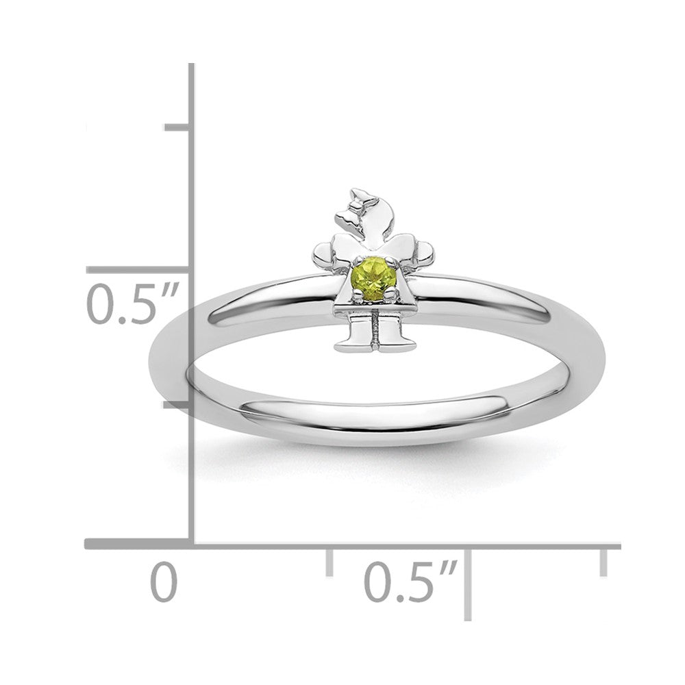 Sterling Silver Stackable Expressions Rhodium Peridot Girl Ring