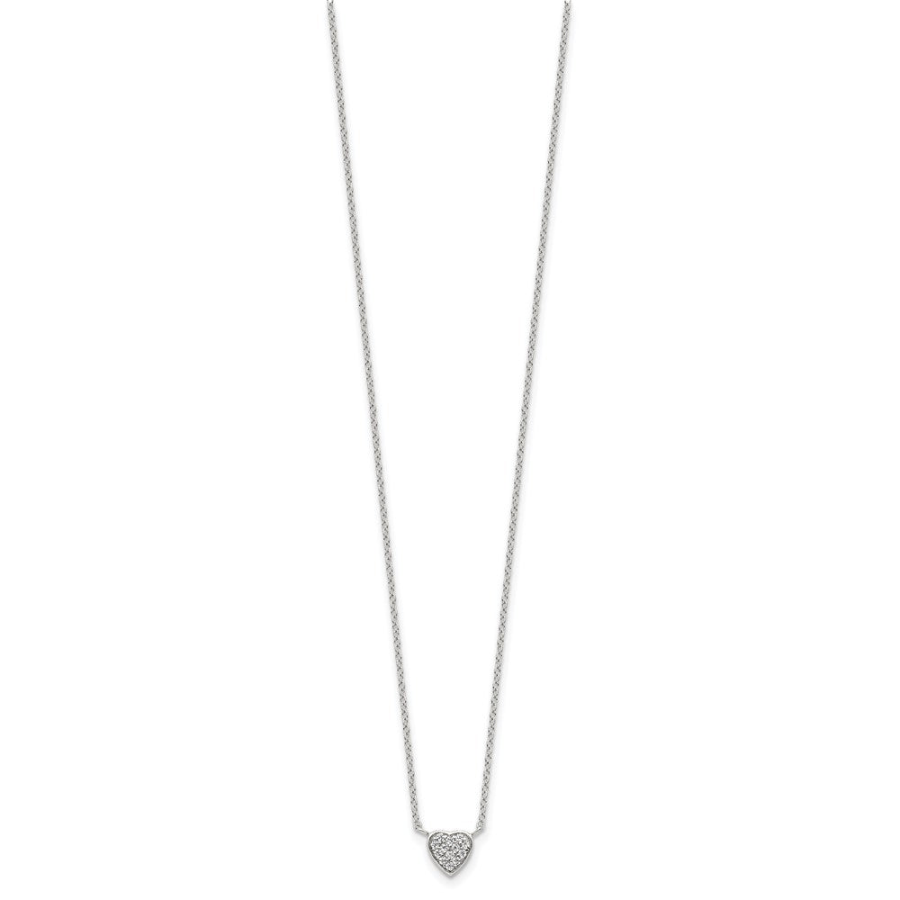 Sterling Silver Rhodium-plated Polished CZ Heart 16 inch Necklace 16 Inches