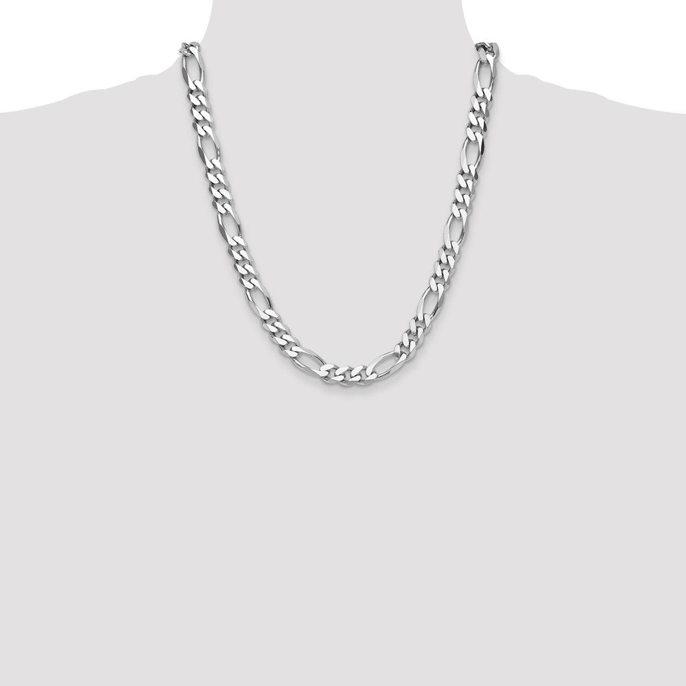 Sterling Silver Rhodium-plated 10.2mm Figaro Chain 22 Inches