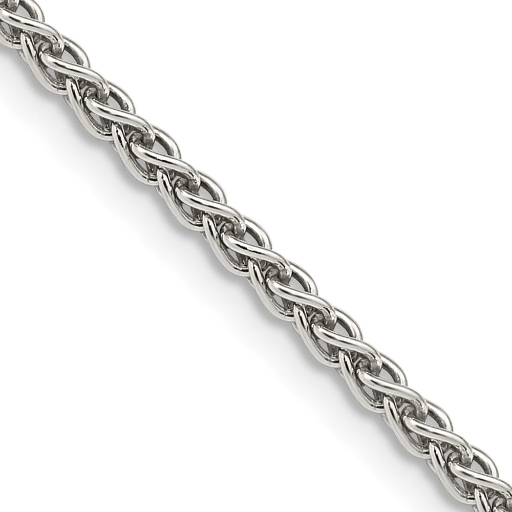 Sterling Silver Rhodium-plated 2.5mm Round Spiga Chain 28 Inches