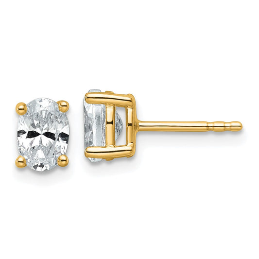 14k Yellow Gold 1 ctw Lab Grown Diamond VS/SI+ G+ Oval 4 Prong Heavy Wt. Stud Earrings