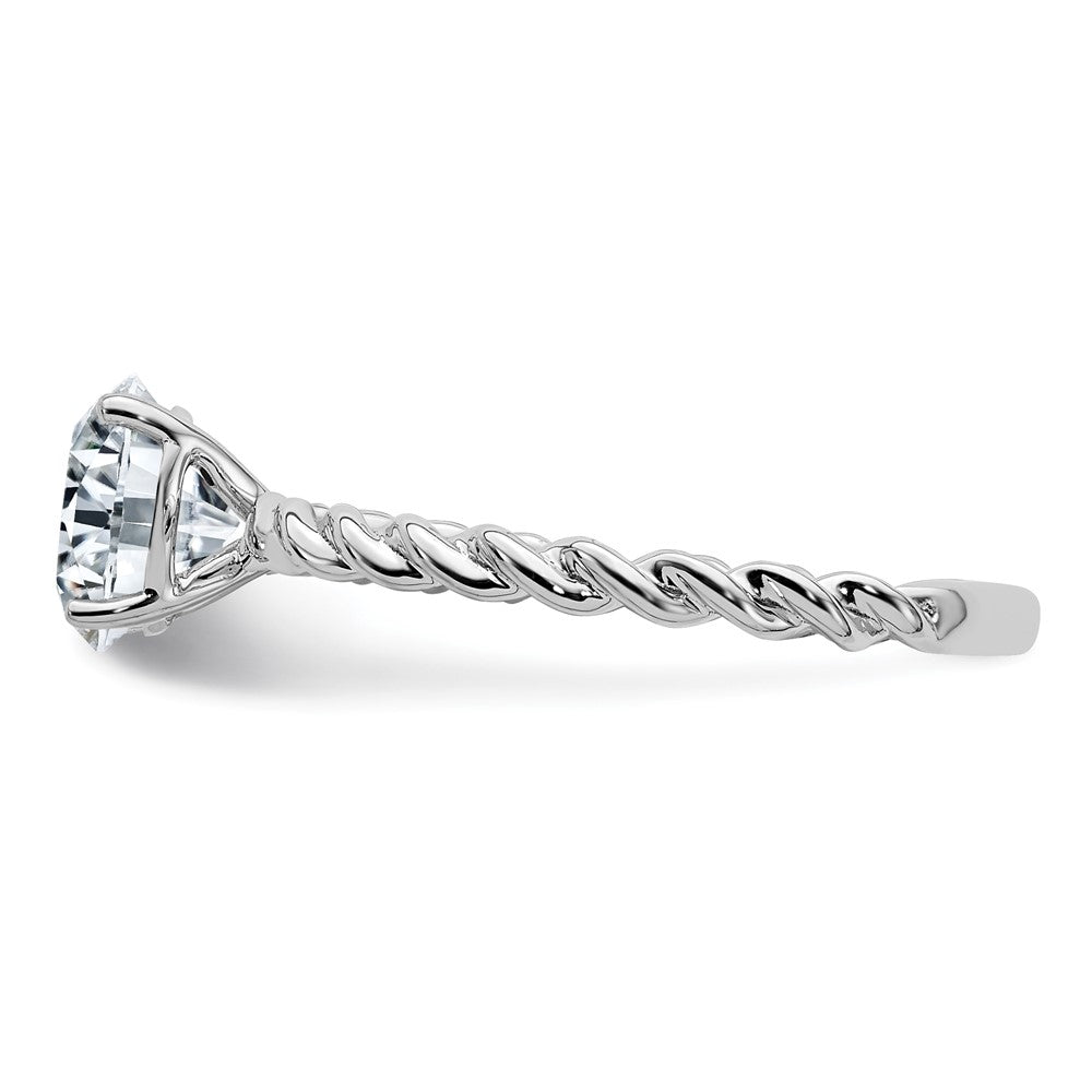 Sterling Silver Round Twisted Band CZ Engagement Ring