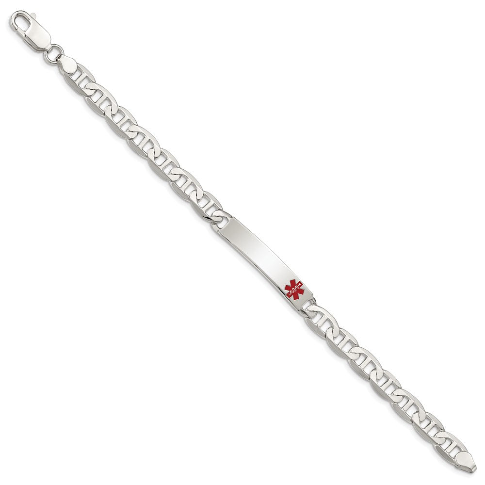 Sterling Silver Polished Medical Anchor Link ID Bracelet 8.5 inches