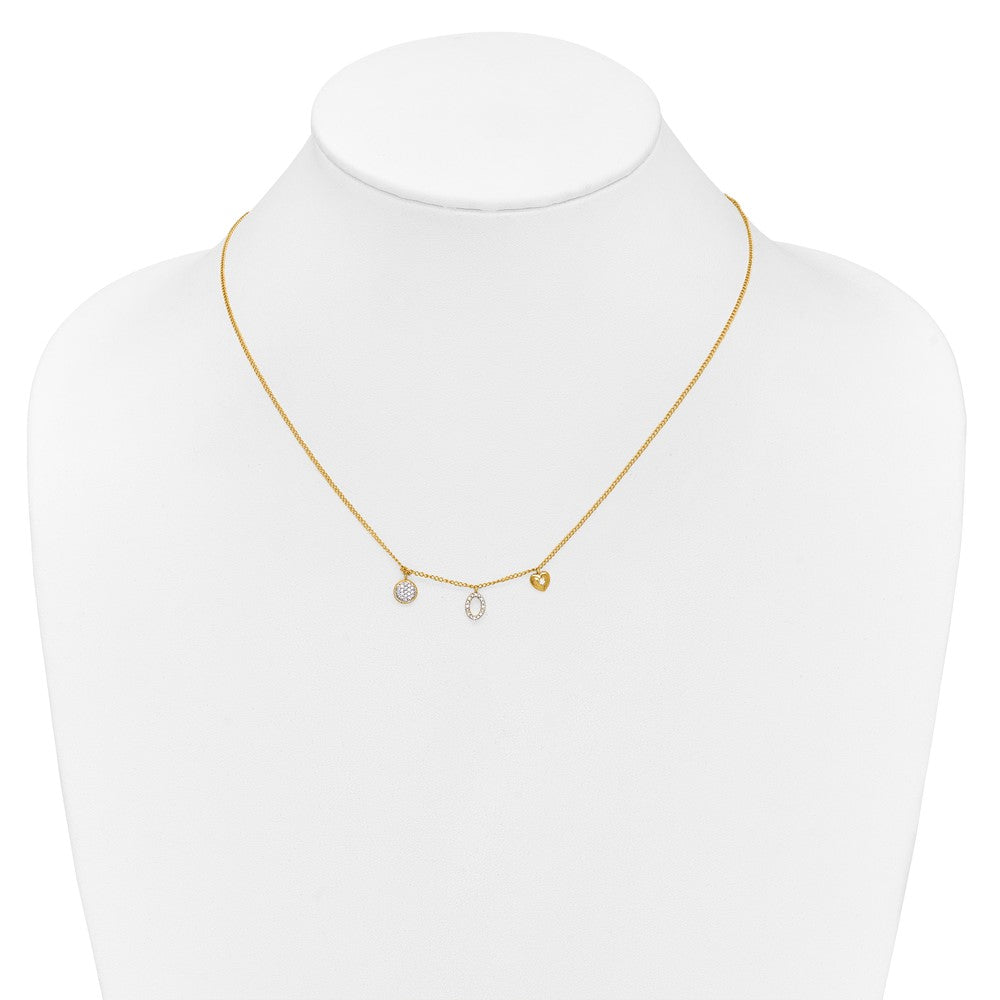14k Diamond Two Circle and Heart 18 inch Necklace